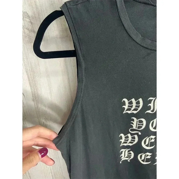 Nili Lotan Women's Black Graphic Muscle Tee "Wish You Were‎ Here" Size S - Picture 6 of 8